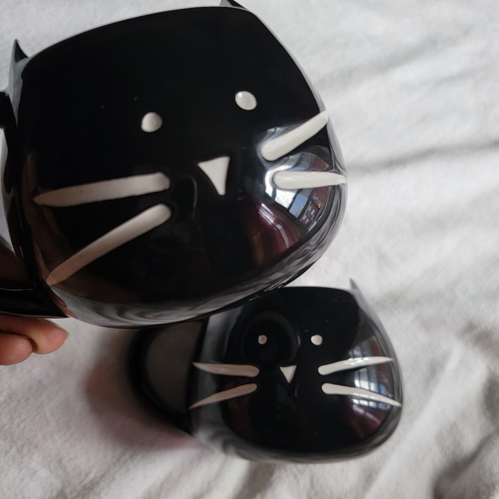 Cute Black Cat Mug set of 2